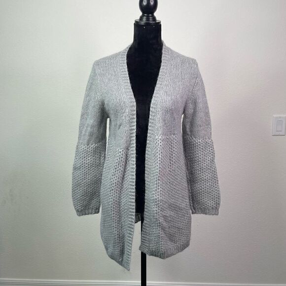 Sundance Catalog Women’s Gray Knit Mohair Wool Open Front Cardigan Sweater Sz S - Picture 1 of 7